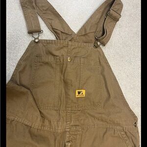Wells Lamont Brown Duck Bib Overalls Mens 2XL Heavyweight Workwear Preowned